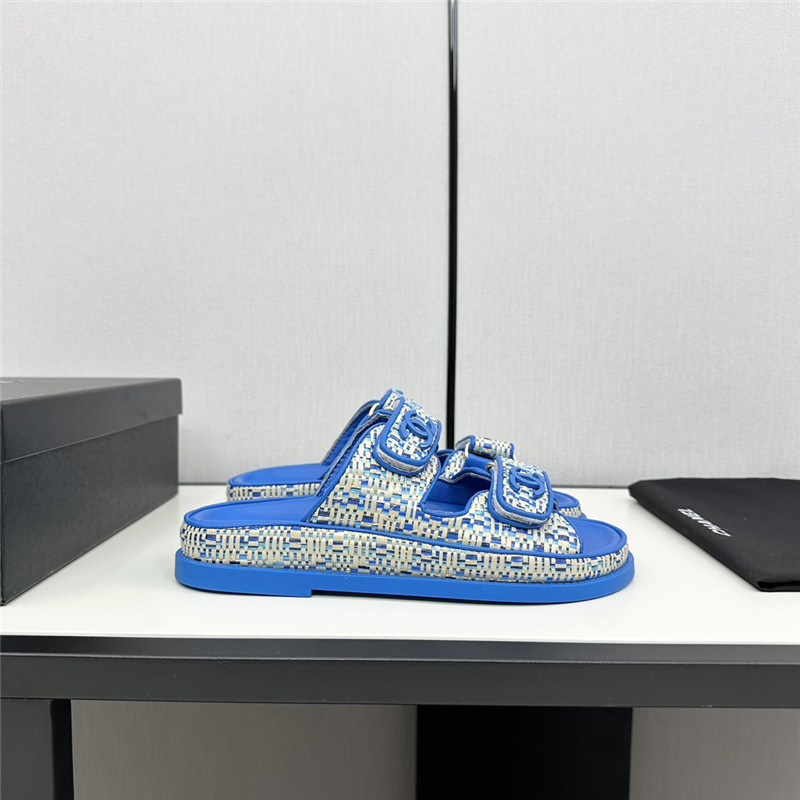 Ch**el grained tweed velcro slides in blue