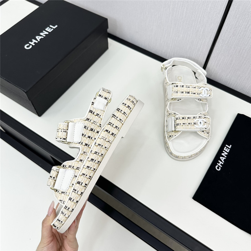 Ch**el women’s white tweed sandals