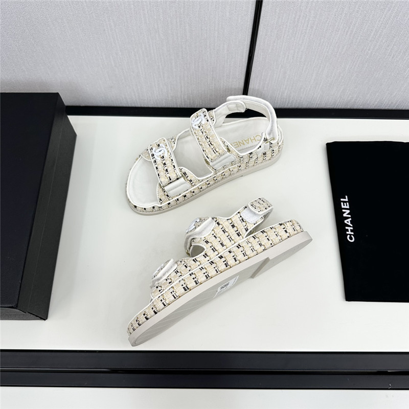 Ch**el women’s white tweed sandals