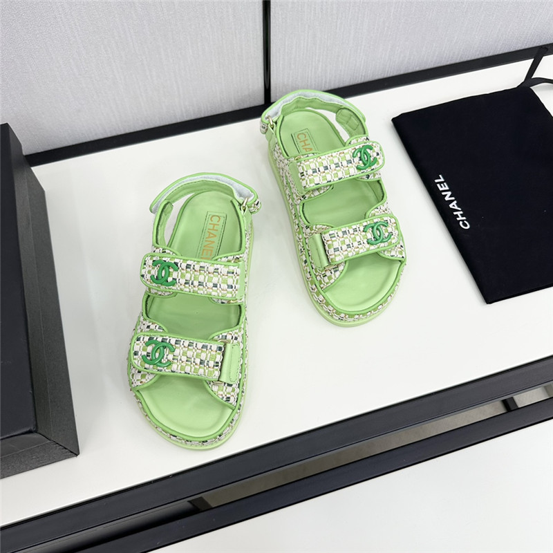 Ch**el women’s green tweed sandals