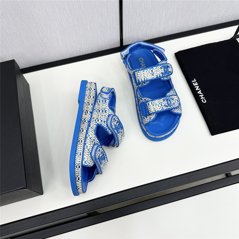 Ch**el women’s tweed sandals blue