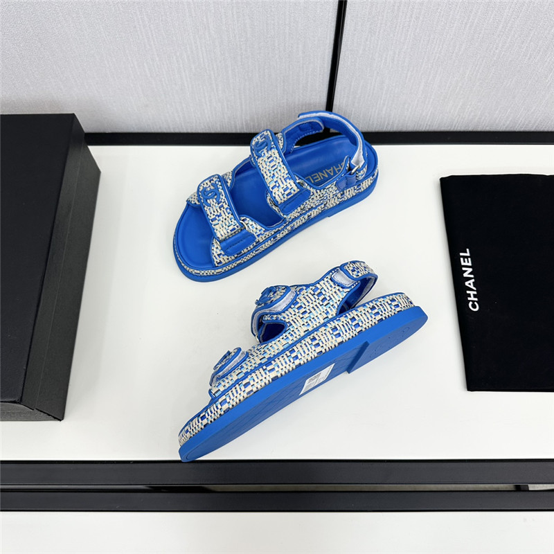 Ch**el women’s tweed sandals blue