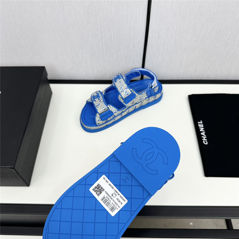 Ch**el women’s tweed sandals blue