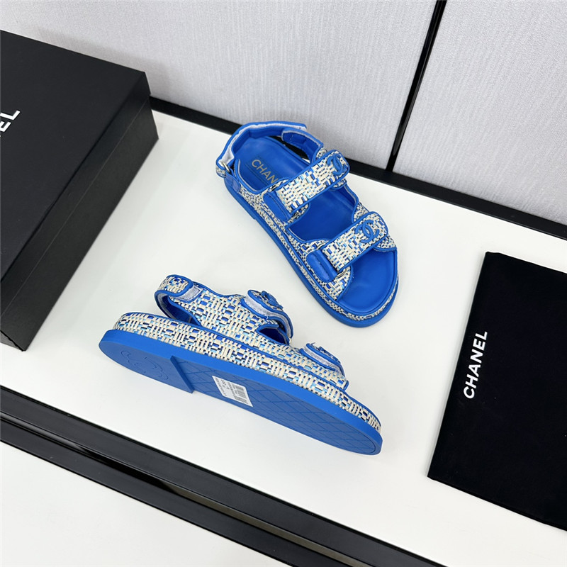 Ch**el women’s tweed sandals blue