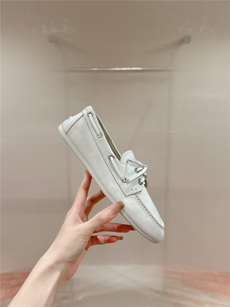 Miu Miu Bleached Leather Loafers White