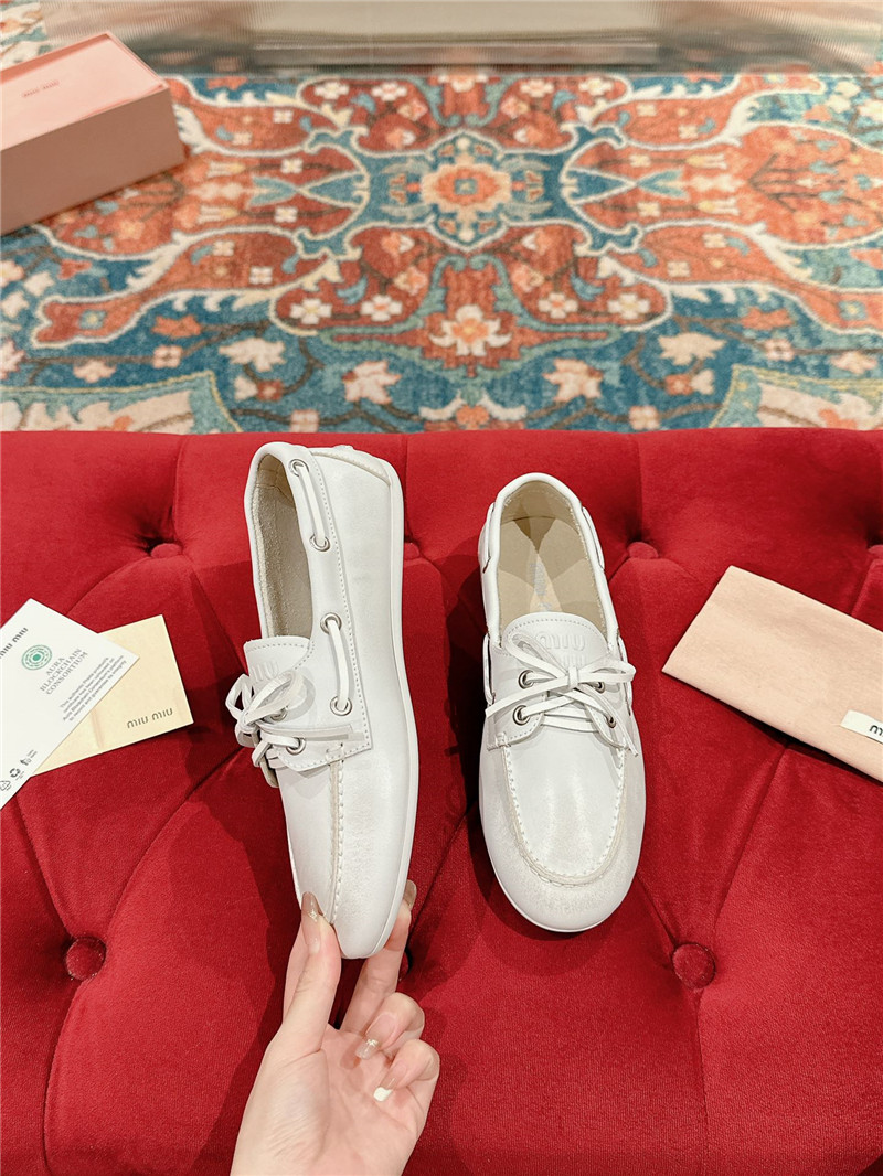 Miu Miu Bleached Leather Loafers White