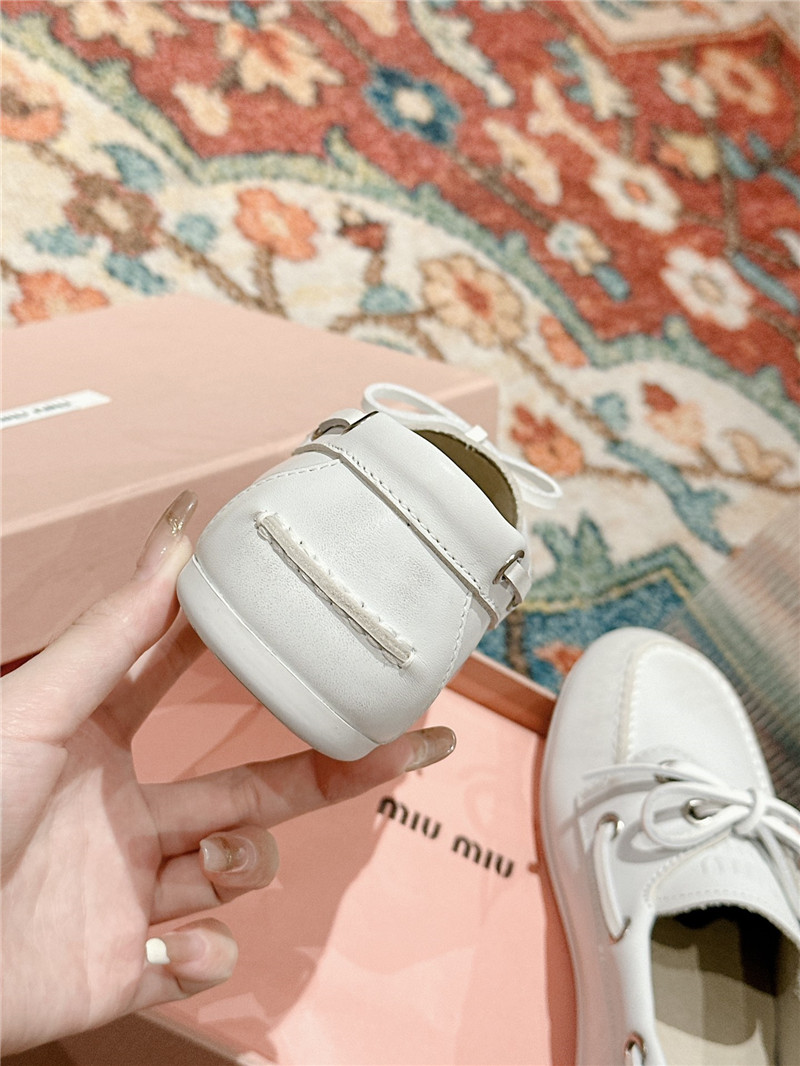 Miu Miu Bleached Leather Loafers White