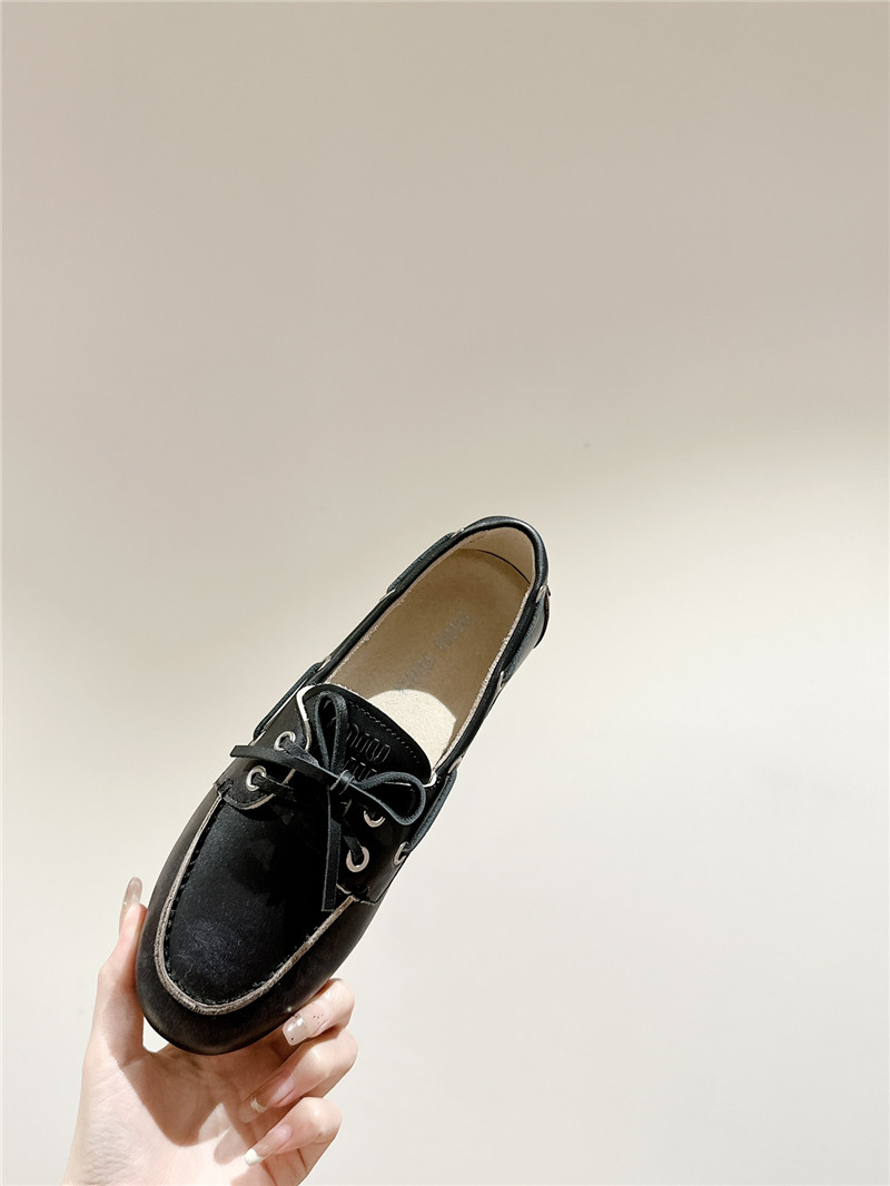 Miu Miu Bleached Leather Loafers Black