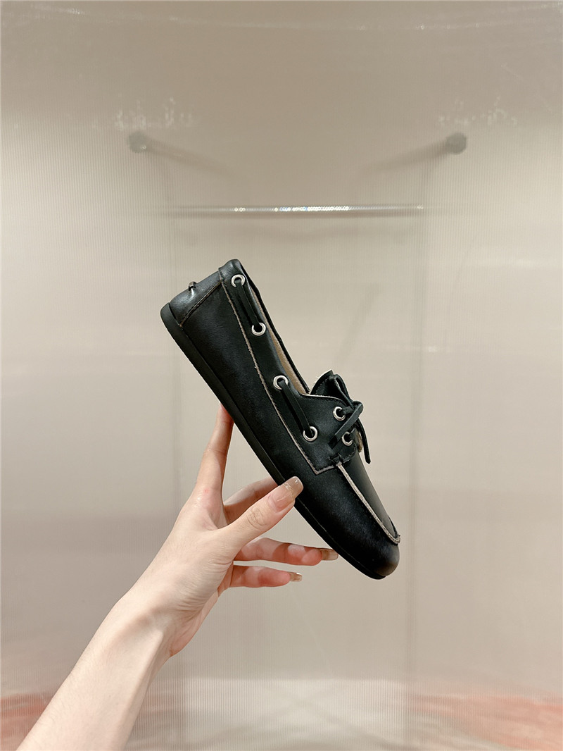 Miu Miu Bleached Leather Loafers Black