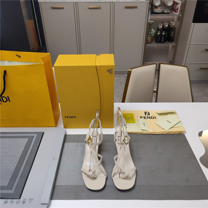 F**di ffold 55mm leather sandals beige