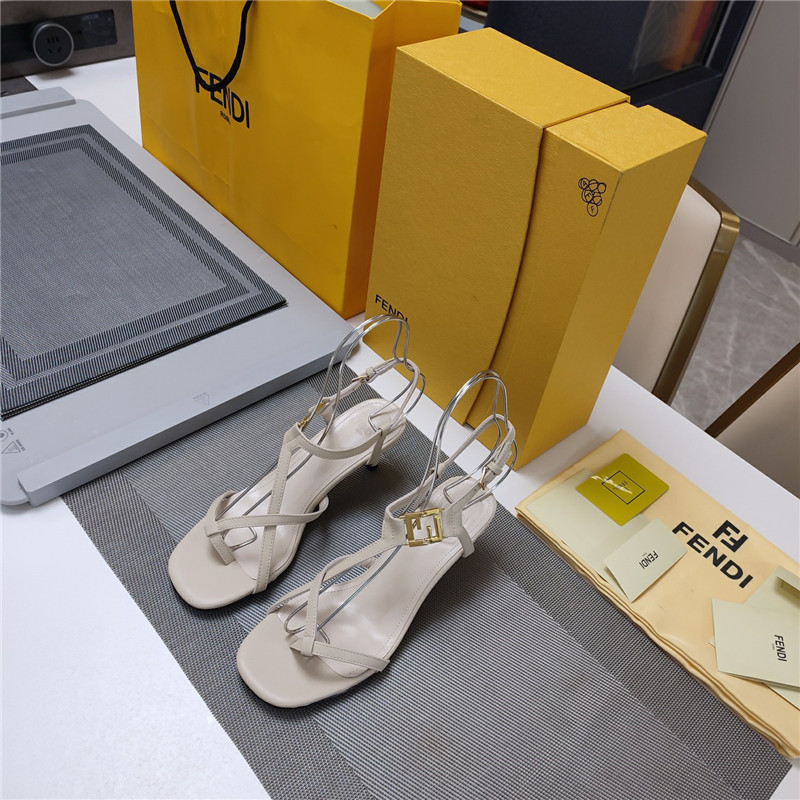 F**di ffold 55mm leather sandals beige