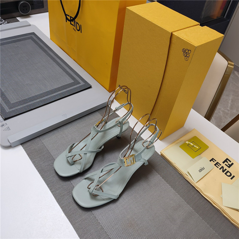 Fendi Ffold 55mm Leather Sandals Green