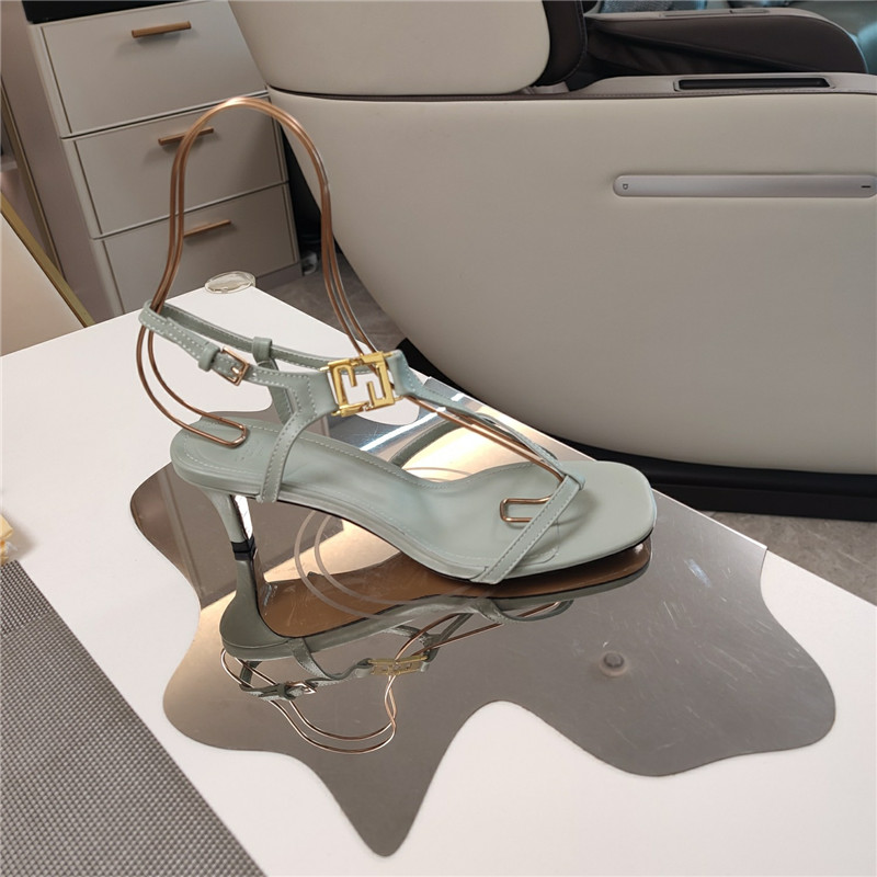 Fendi Ffold 55mm Leather Sandals Green