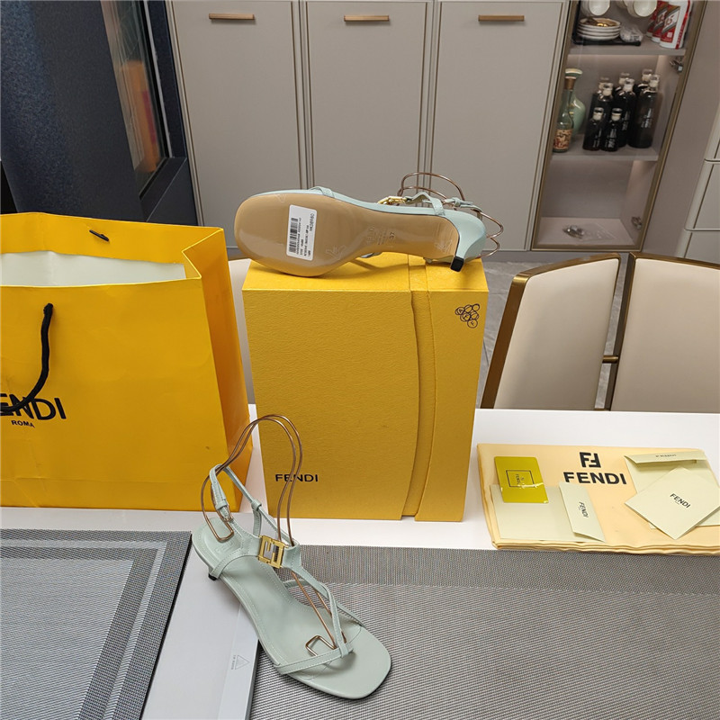 Fendi Ffold 55mm Leather Sandals Green