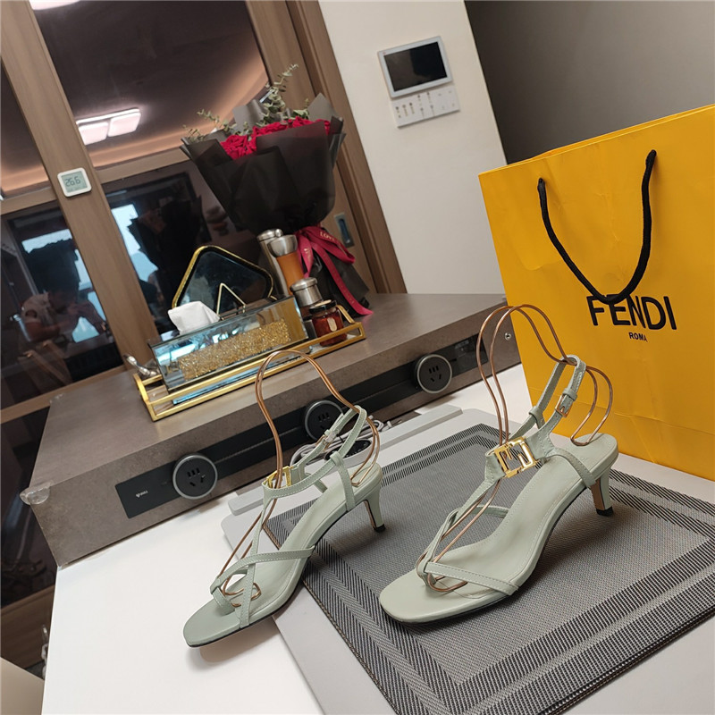 Fendi Ffold 55mm Leather Sandals Green