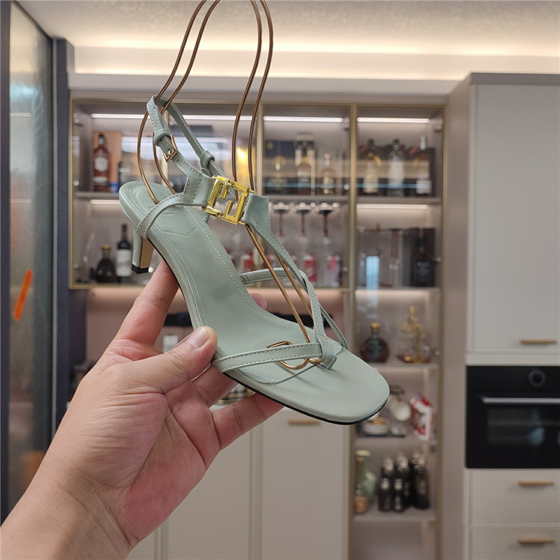 Fendi Ffold 55mm Leather Sandals Green