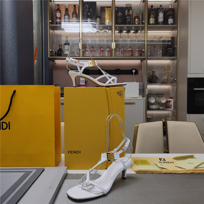 F**di ffold 55mm leather sandals white