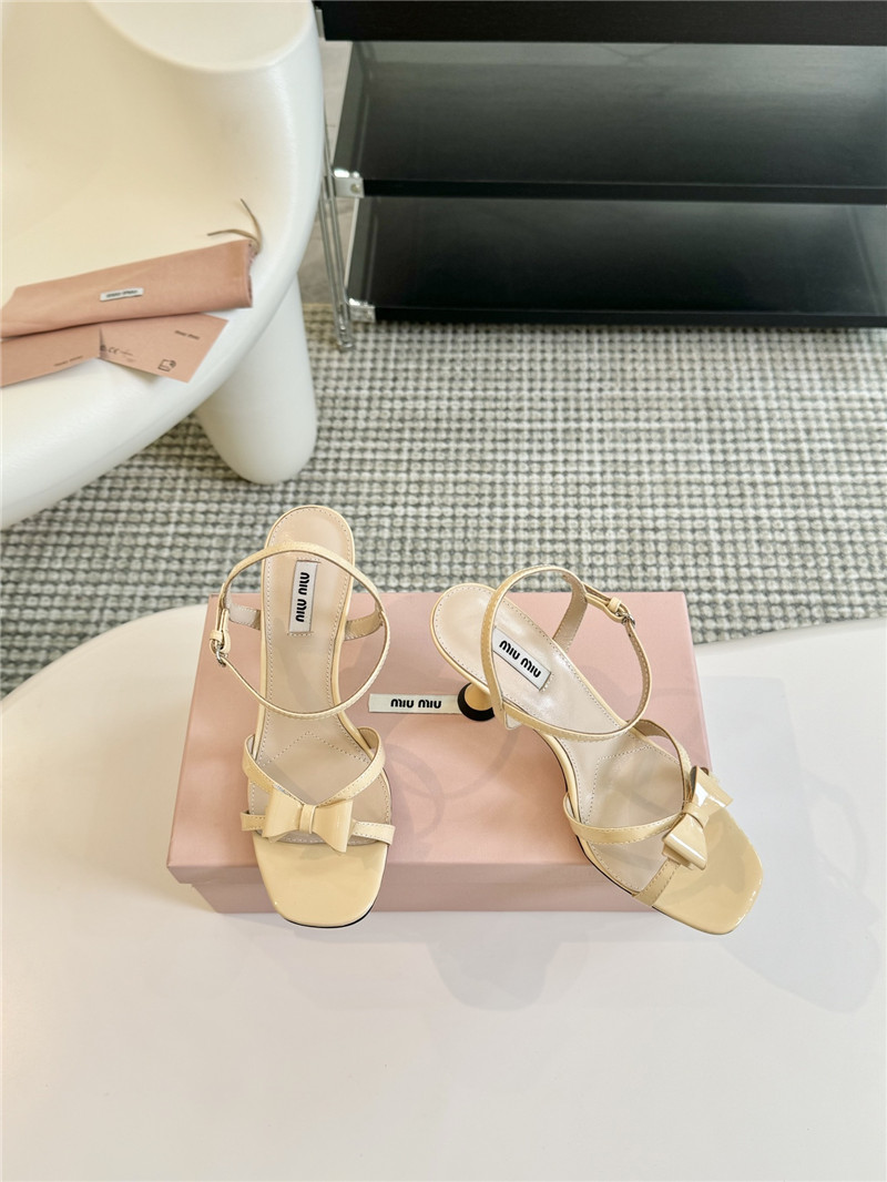 Miu Miu Beige Strappy Leather Slingback Sandals