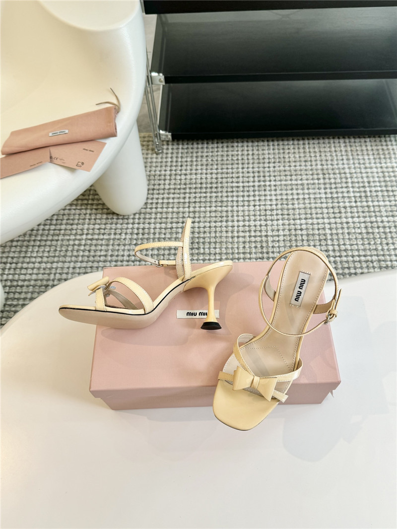 Miu Miu Beige Strappy Leather Slingback Sandals