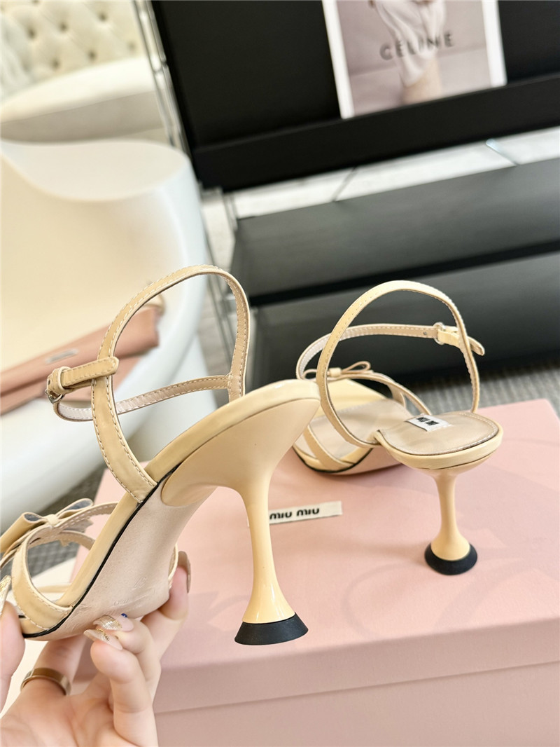 Miu Miu Beige Strappy Leather Slingback Sandals