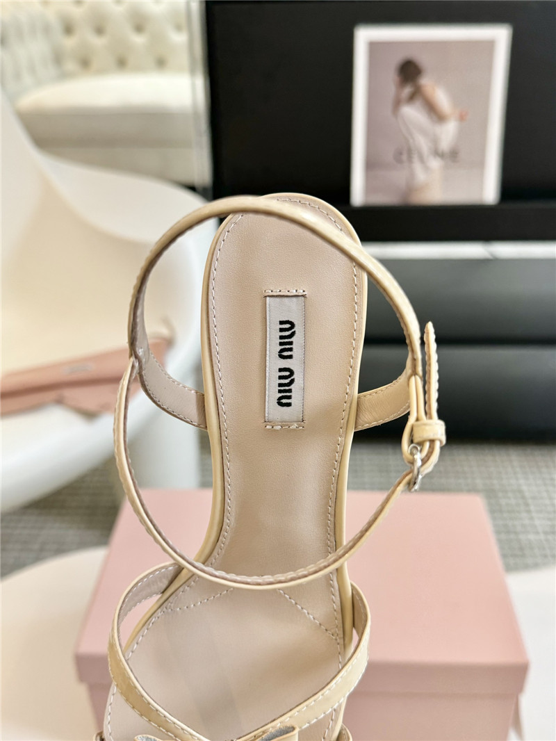 Miu Miu Beige Strappy Leather Slingback Sandals