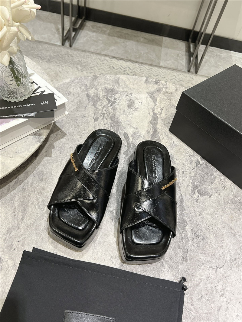 A1exa*der wang black patent leather platform slippers