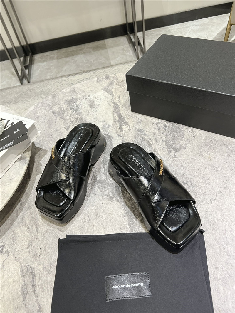 A1exa*der wang black patent leather platform slippers