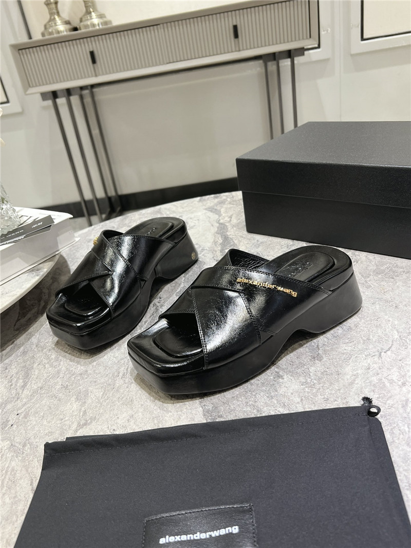 A1exa*der wang black patent leather platform slippers