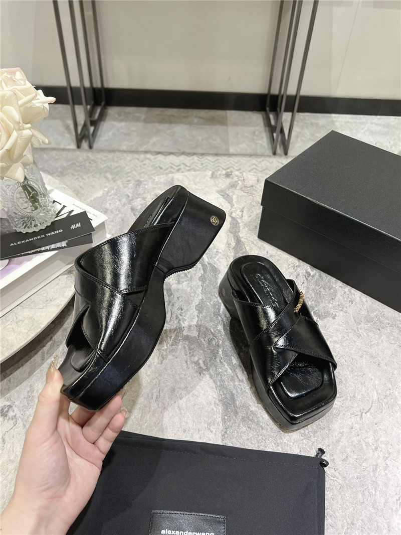 A1exa*der wang black patent leather platform slippers