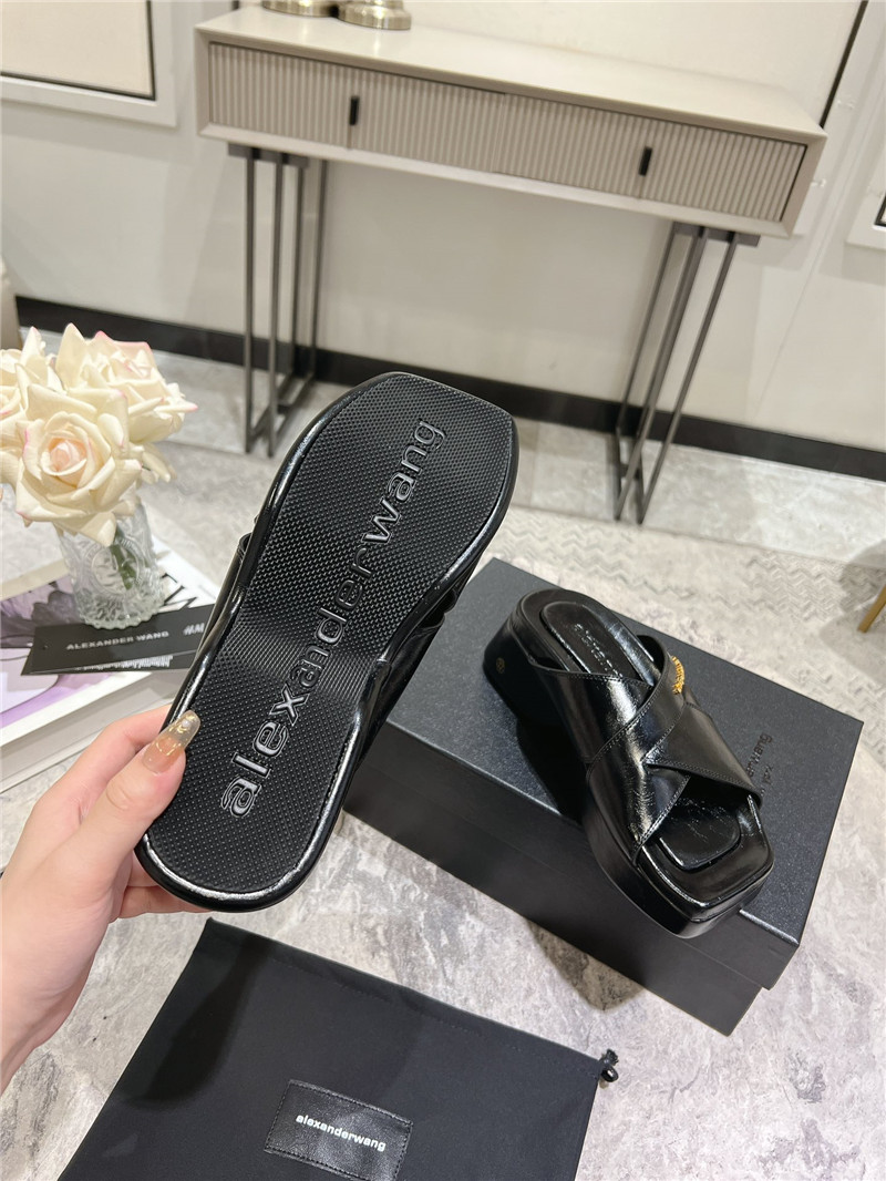 A1exa*der wang black patent leather platform slippers