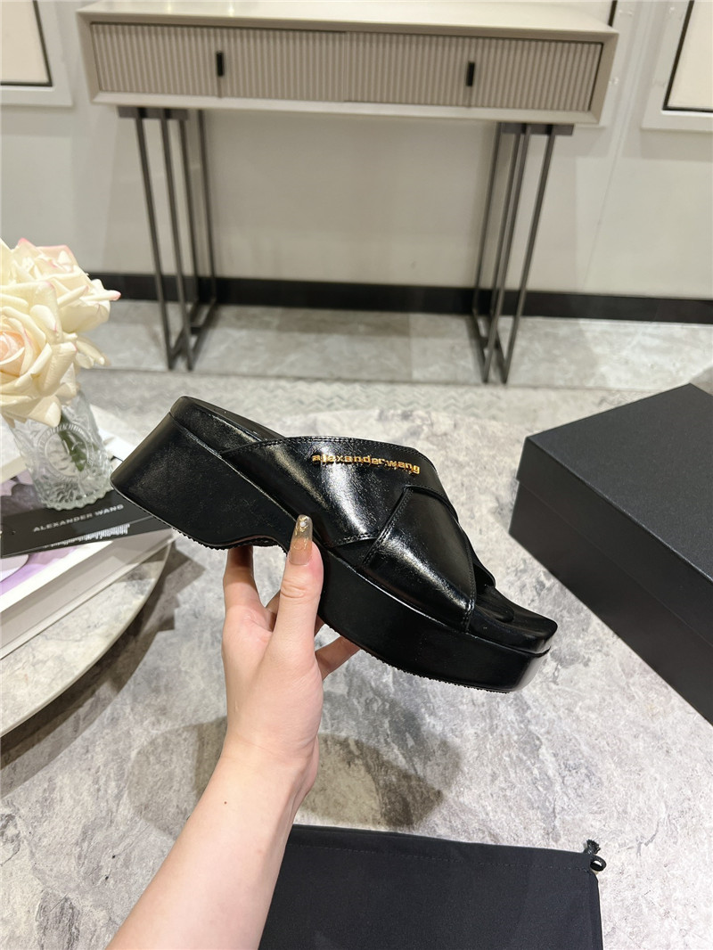 A1exa*der wang black patent leather platform slippers