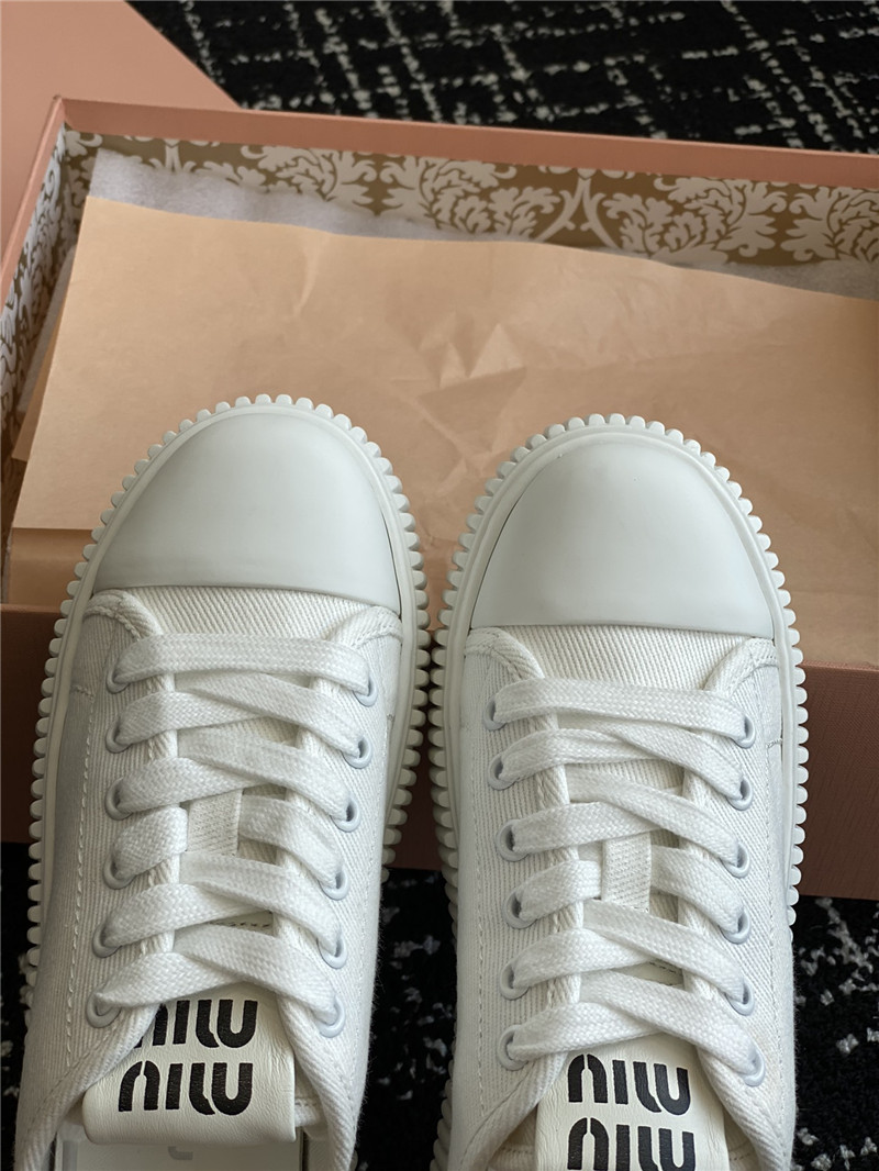Miu Miu White Platform Canvas Sneakers