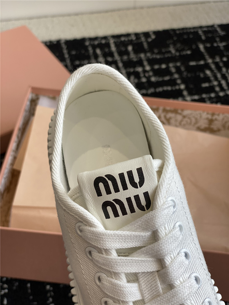 Miu Miu White Platform Canvas Sneakers