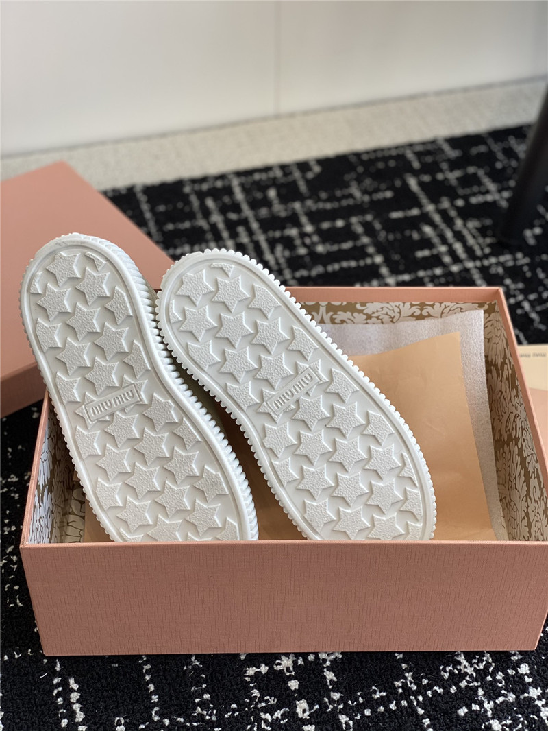 Miu Miu Green Platform Canvas Sneakers for Women