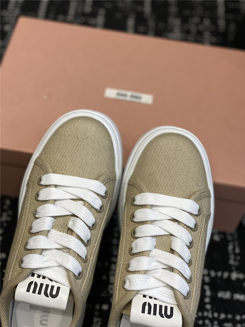 Miu Miu Platform Lace-Up Canvas Sneakers for Women
