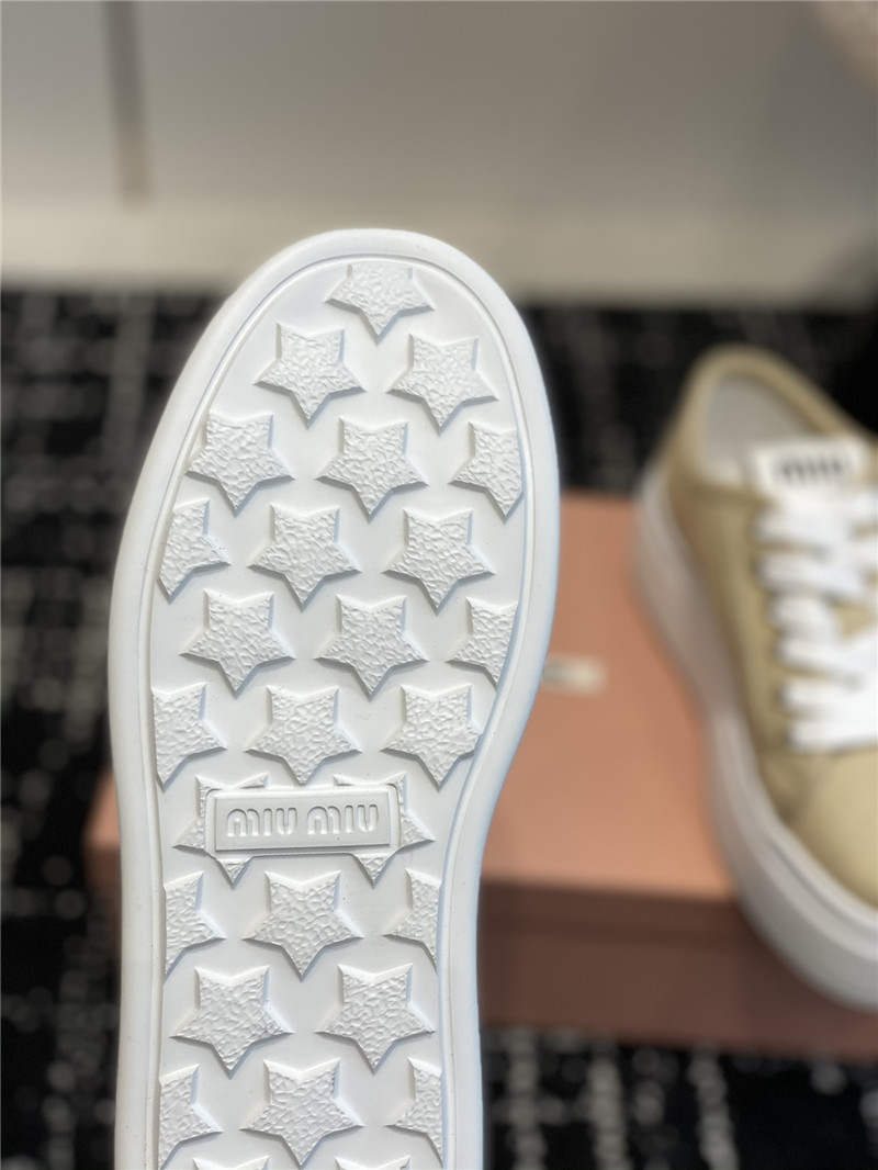 Miu Miu Platform Lace-Up Canvas Sneakers for Women