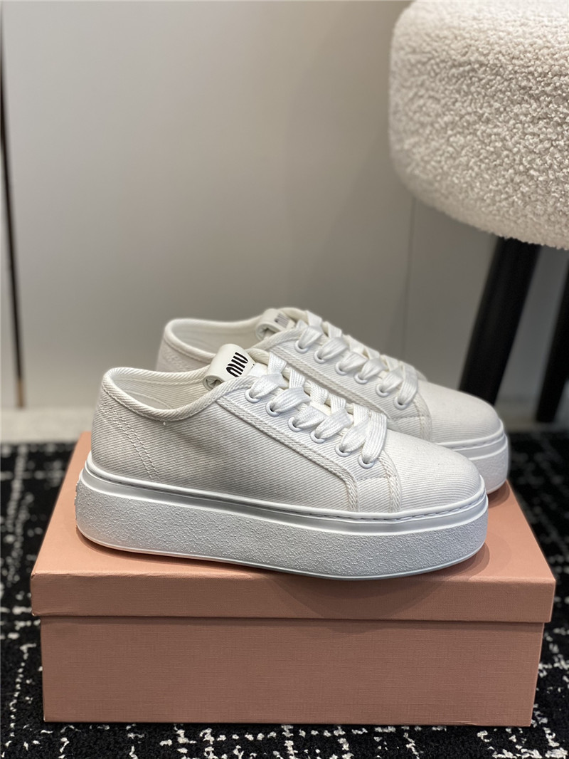 Miu Miu Platform Canvas Sneakers for Ladies