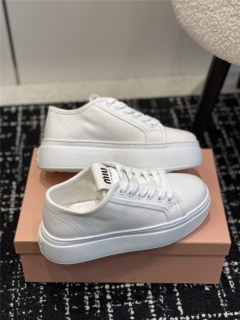 Miu Miu Platform Canvas Sneakers for Ladies