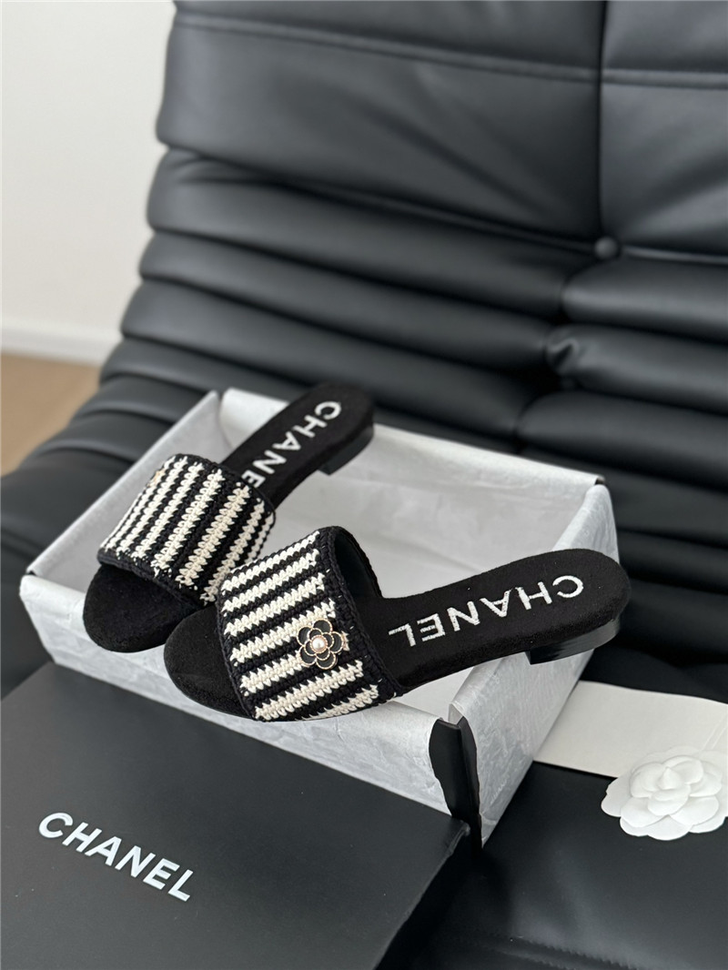 Ch**el camellia woven slippers replica shoes