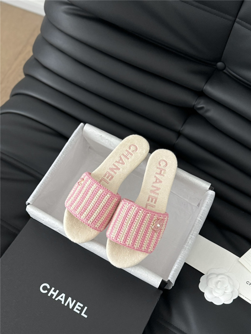 Ch**el camellia woven slippers replica shoes