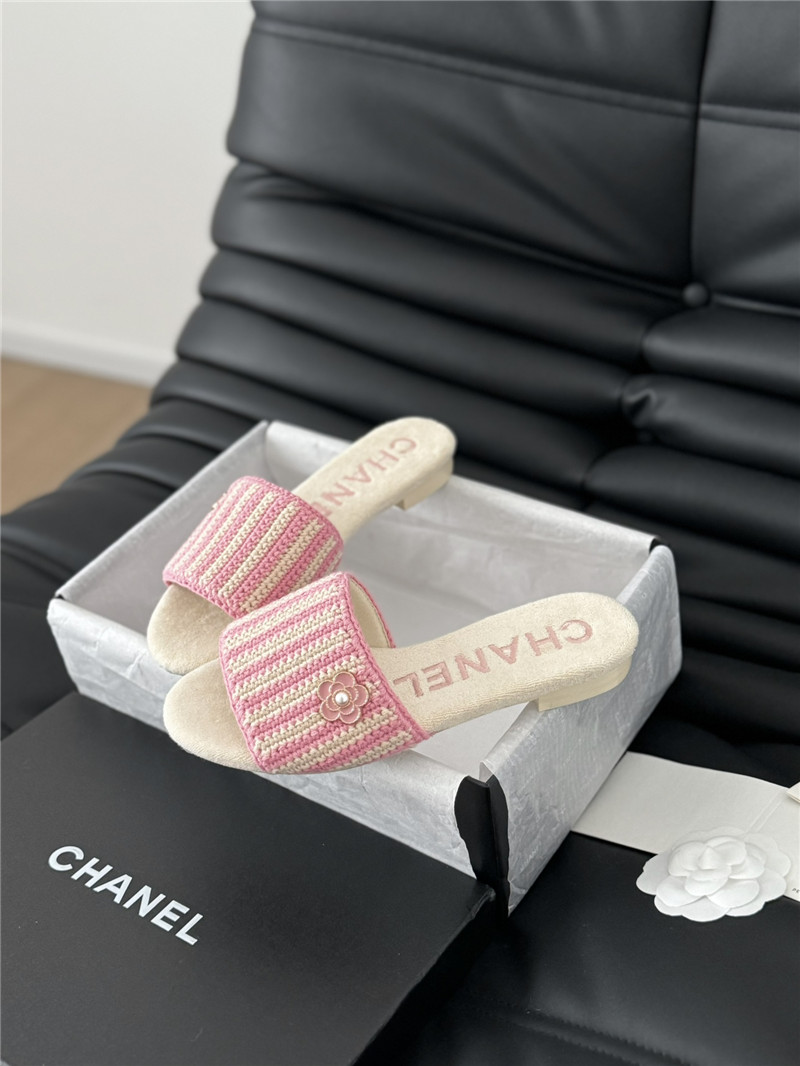 Ch**el camellia woven slippers replica shoes