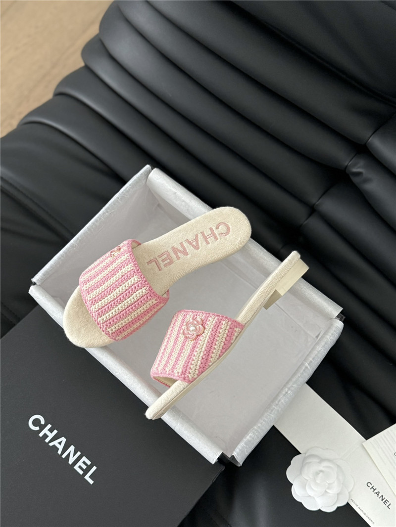 Ch**el camellia woven slippers replica shoes