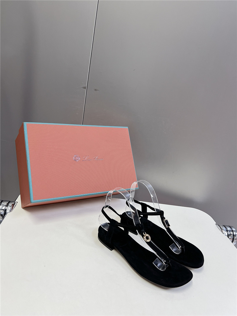 L0r0 P1ana mindil embellished suede sandals in black