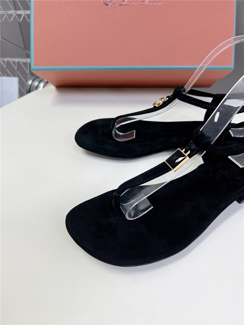 L0r0 P1ana mindil embellished suede sandals in black