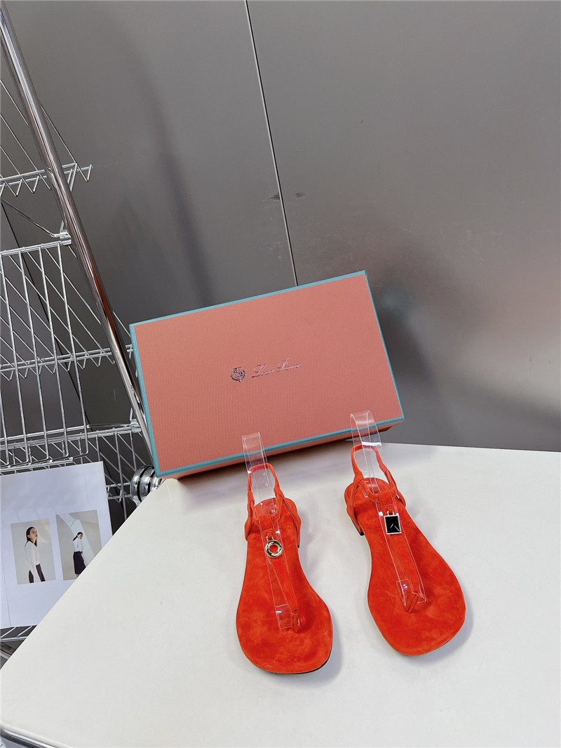 L0r0 P1ana mindil embellished suede sandals in orange