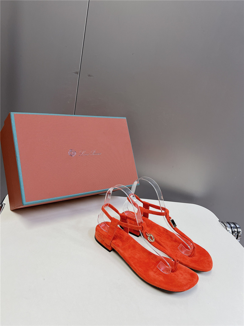 L0r0 P1ana mindil embellished suede sandals in orange