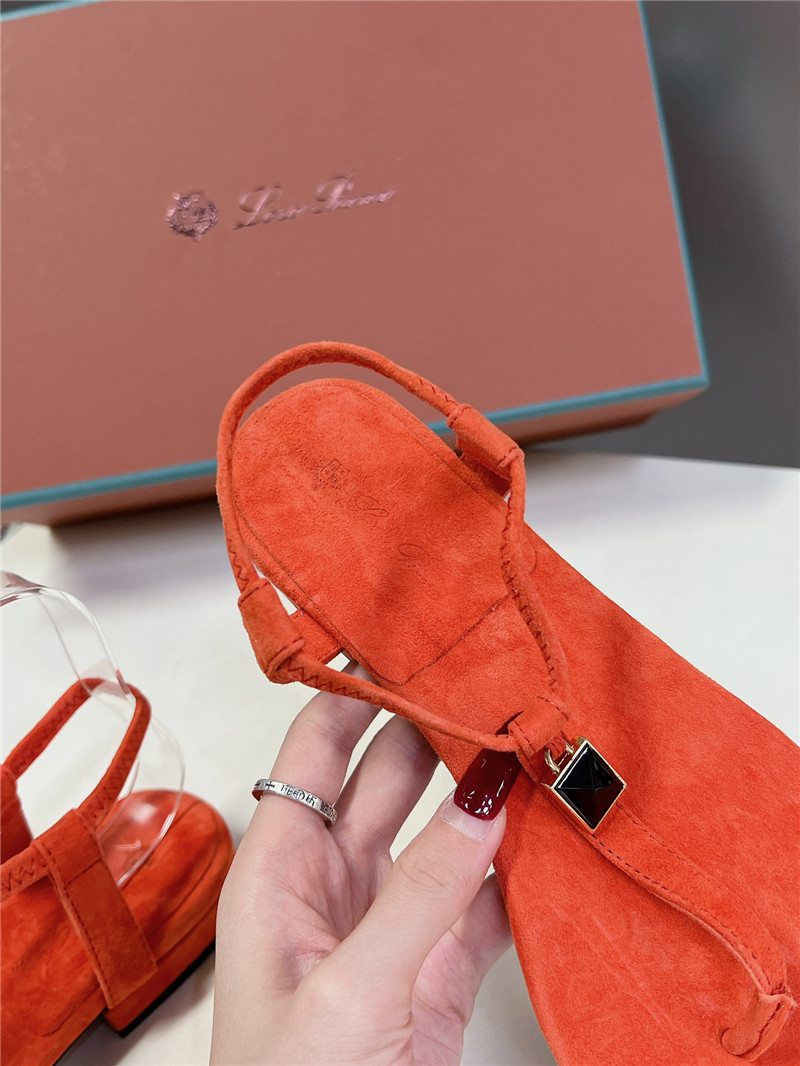 L0r0 P1ana mindil embellished suede sandals in orange