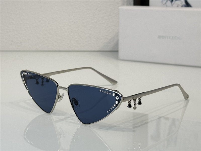 j1m*y ch00 cat-eye frame D1am0nd pendant sunglasses