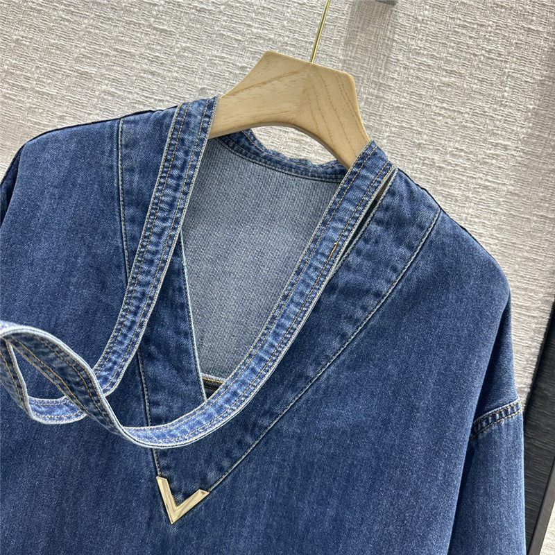 Va1e*ntin0 kaftan denim top replica clothing sites