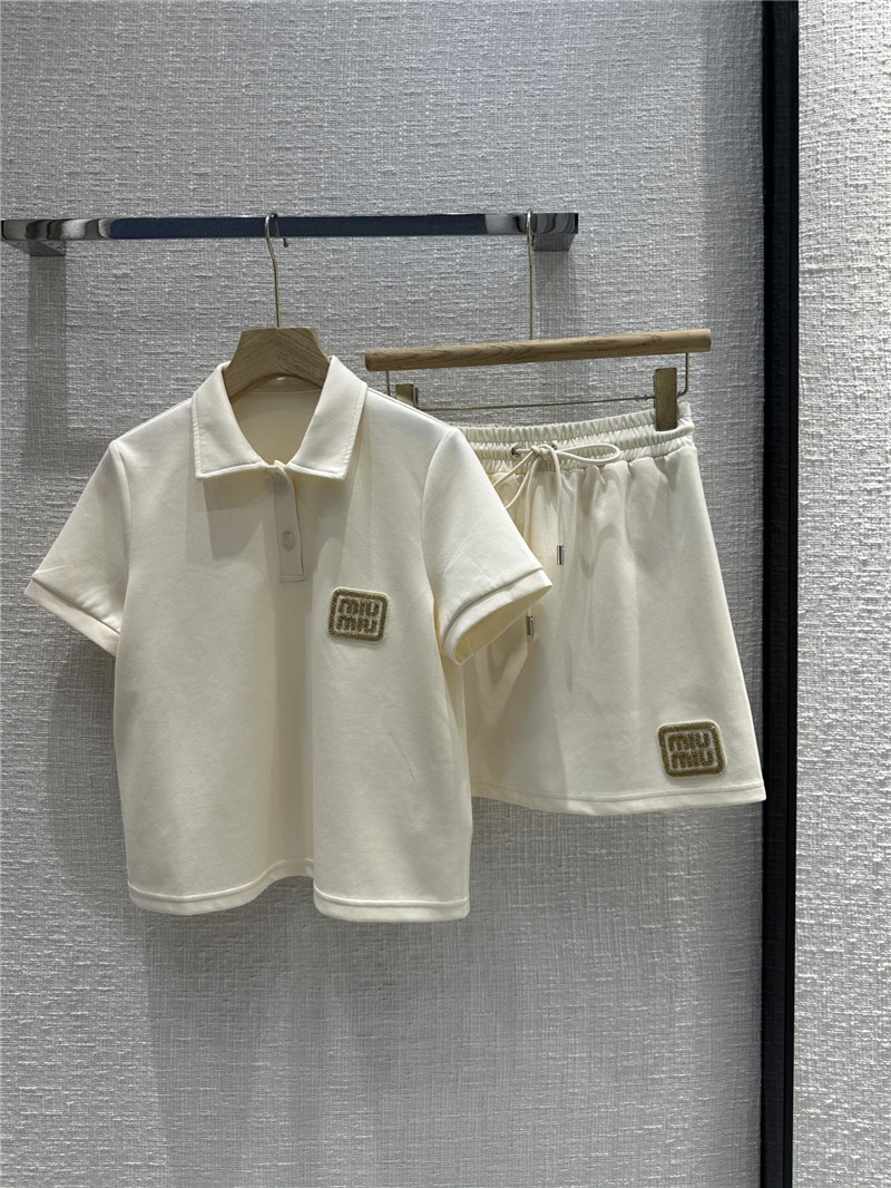 Miu Miu Off-white Short-sleeved Polo Shirt Set